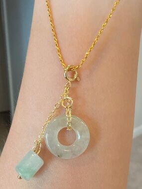 Natural Grade A Burmese Icy Jadeite Donut & Barrel Handmade DIY Charm Pendant
